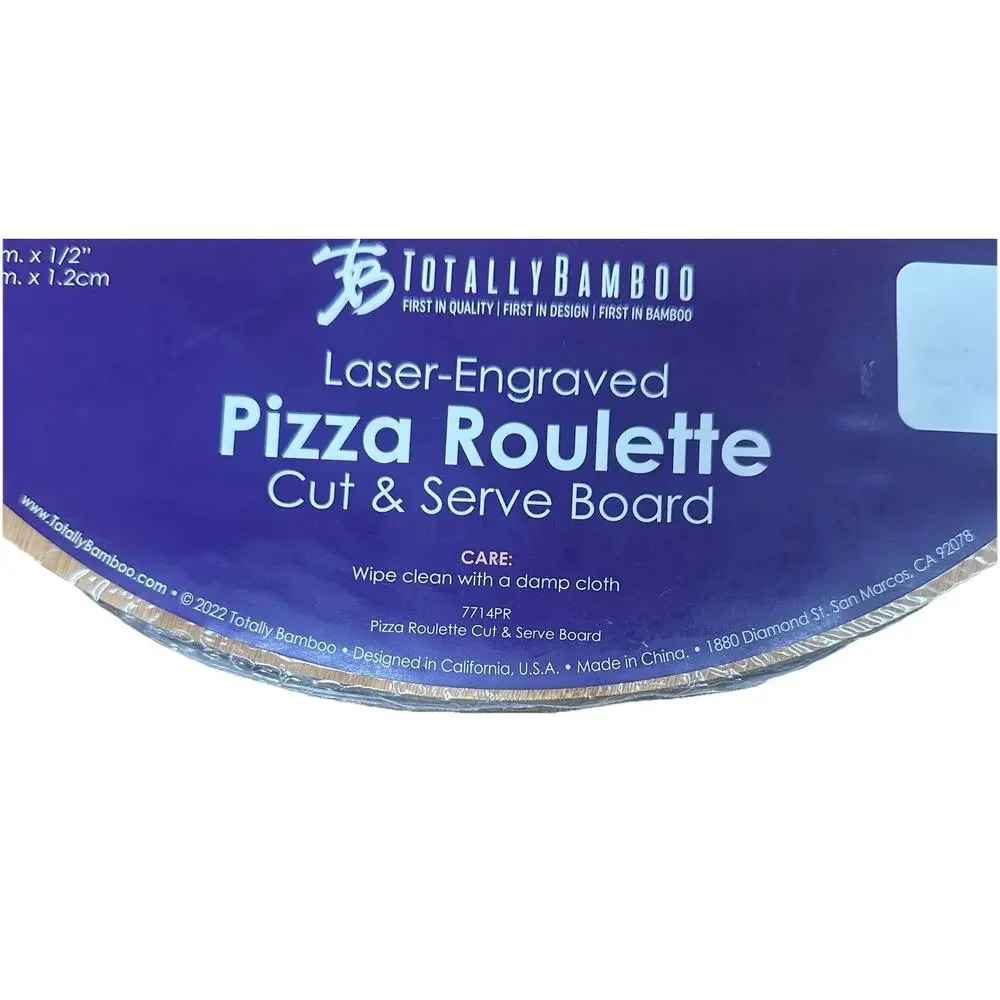 Pizza Roulette Cutting Board‎ Bamboo Pizza Cut & Serve Board Family Game Fun NEW
